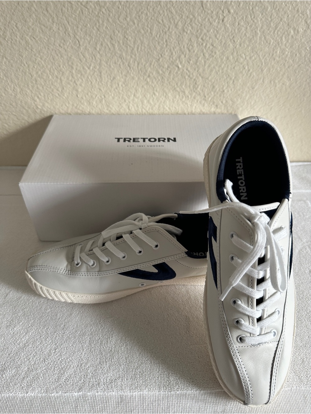 Tretorn White Sneakers with Navy Accents